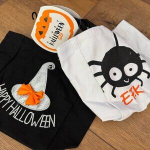 Set of 2 RGI Home HALLOWEEN Theme Canvas Tote Bags Child size NEW